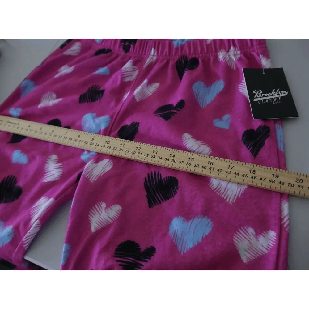 Brooklyn Cloth Girls Heart Print Lounge Pajama Pants Pink Design XL 18/20
